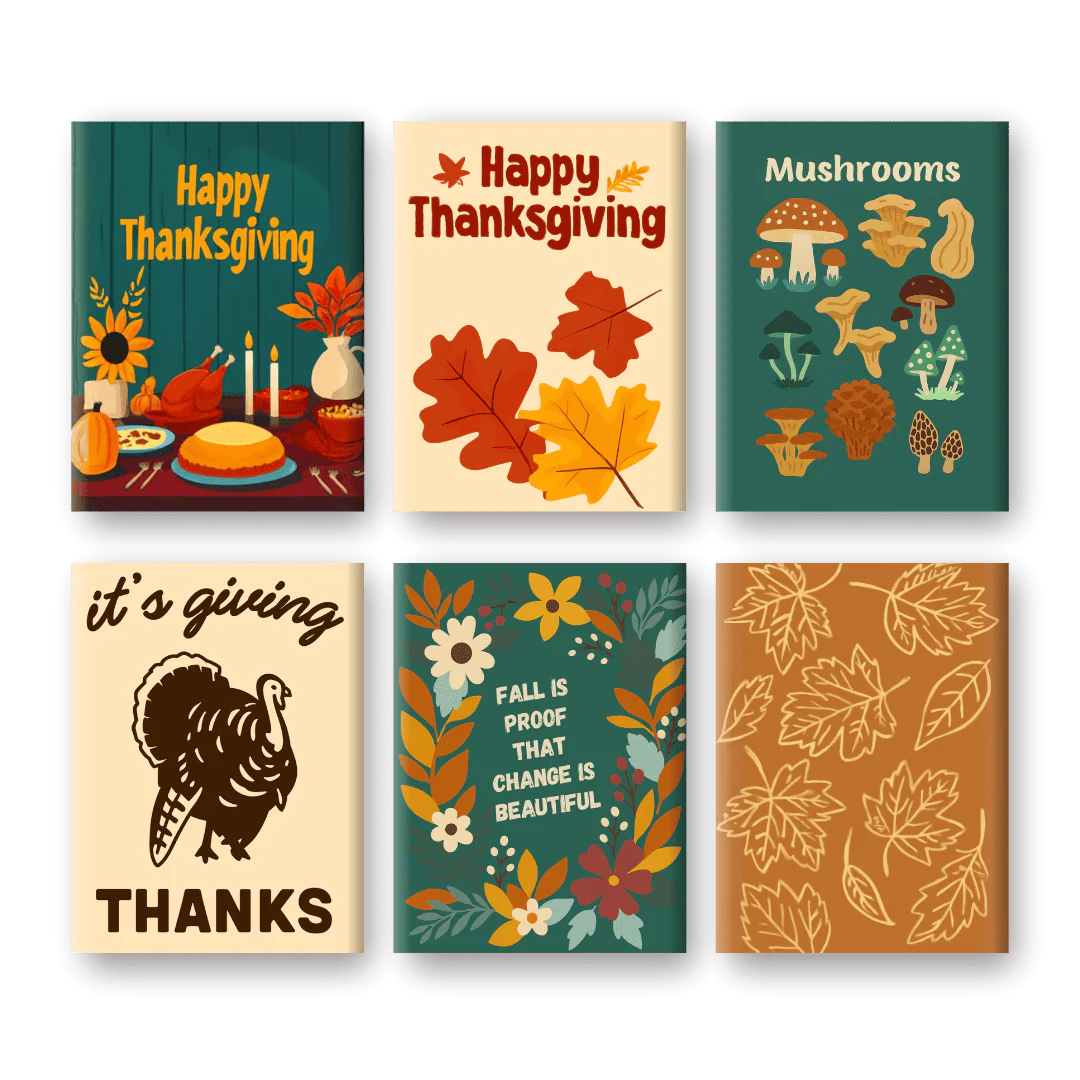 6 Mini Paintings - Autumn & Thanksgiving Set