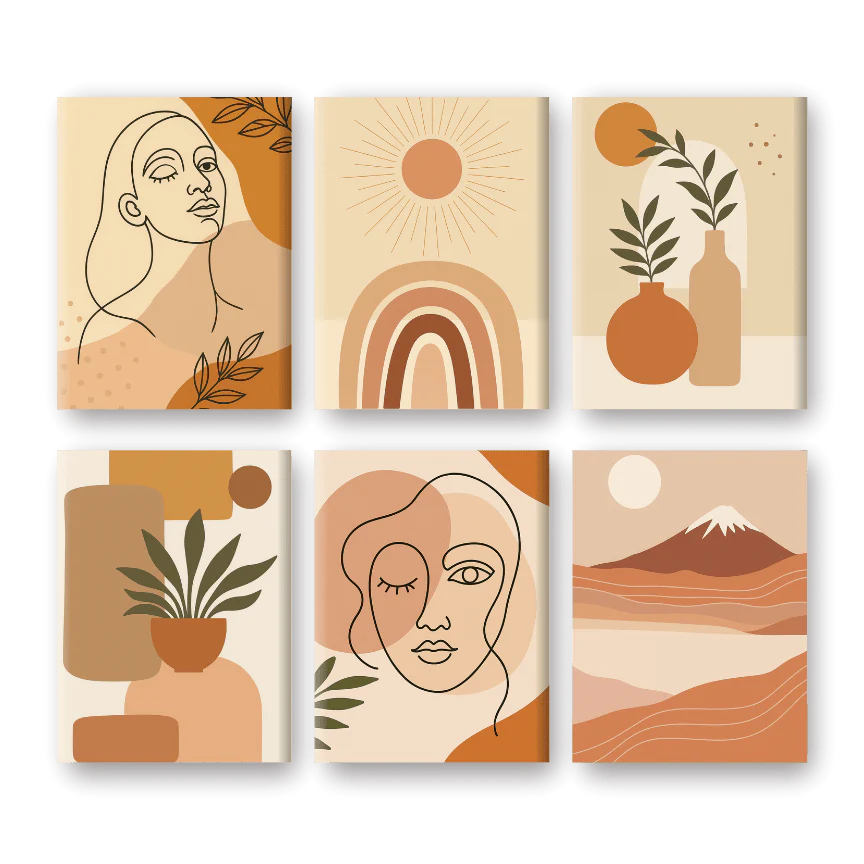 6 Mini Paintings - Boho Set
