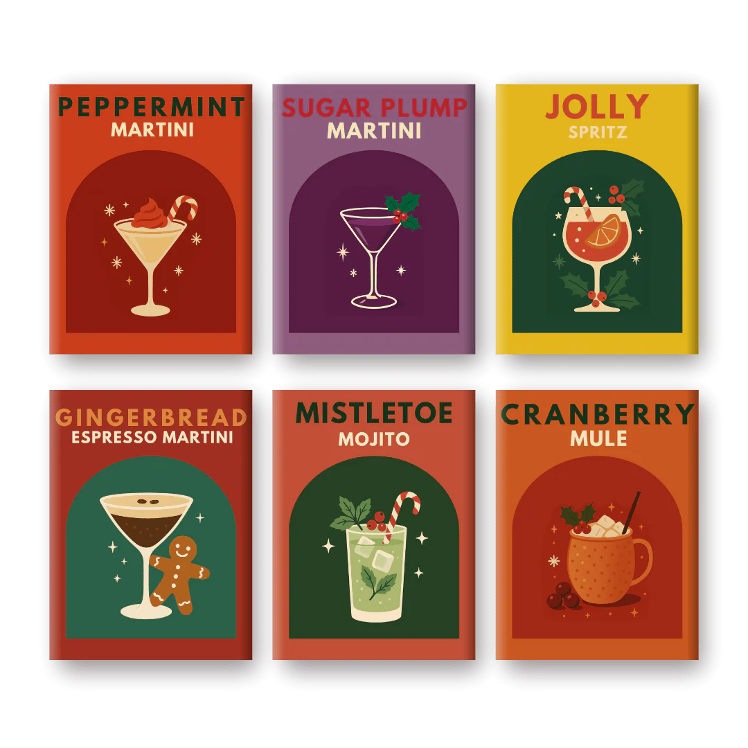 6 Mini Paintings - Christmas Cocktails Set