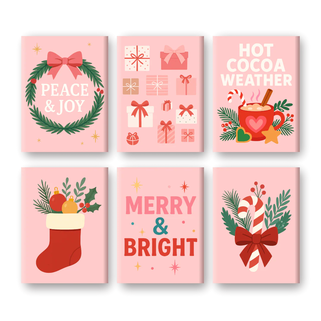 6 Mini Paintings - Christmas Season Set