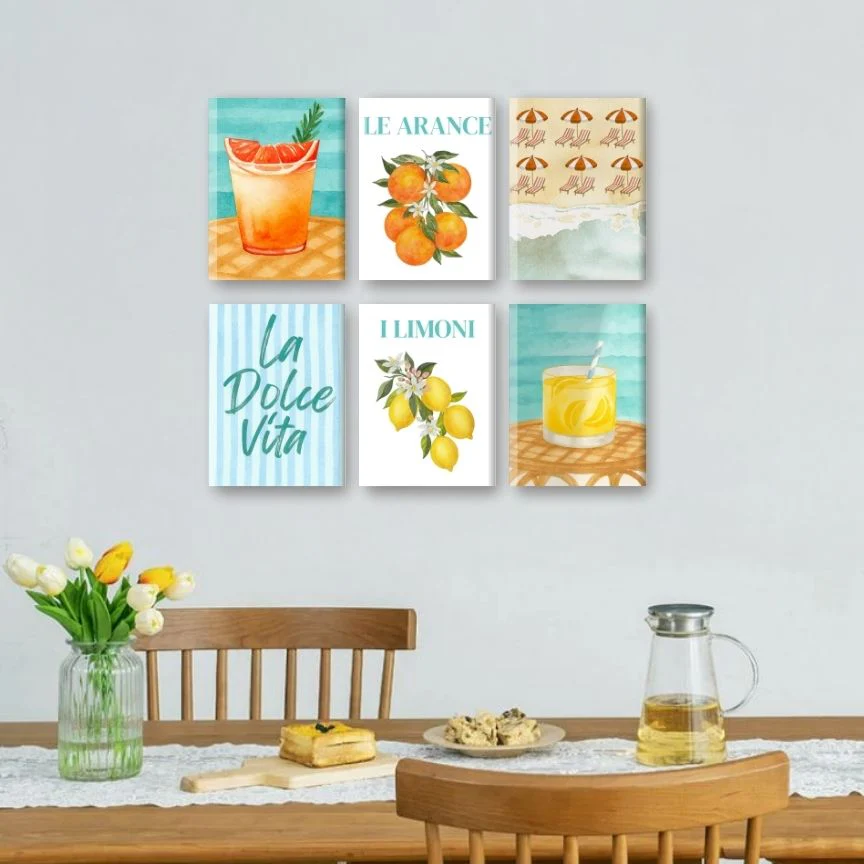 6 Mini Paintings - Citrus & Sea Set - Image 2