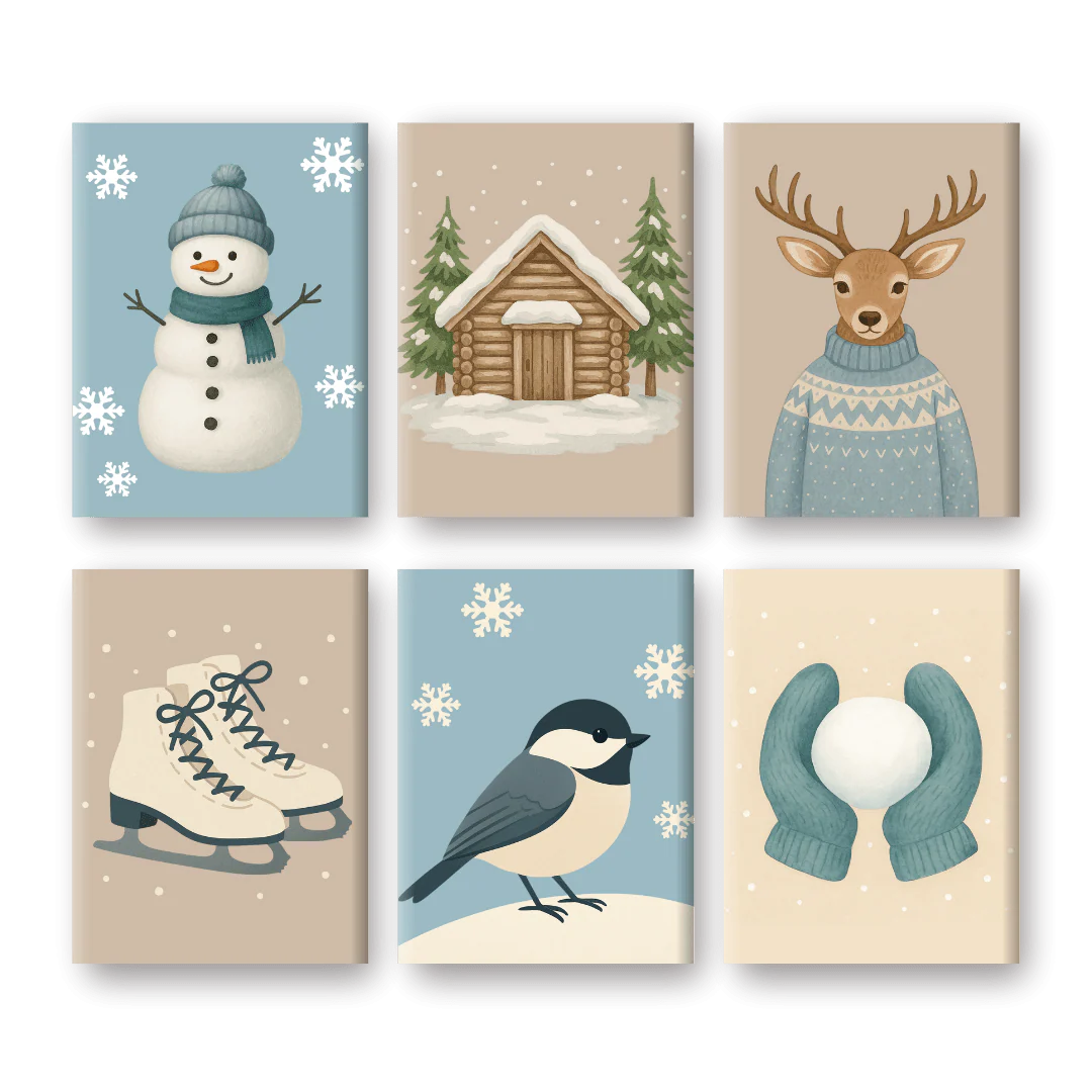 6 Mini Paintings - Cold Winter Set