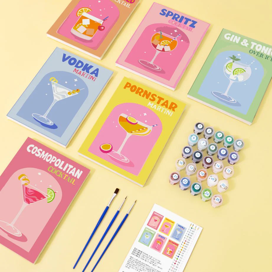 6 Mini Paintings - Colorful Cocktail Set - Image 4