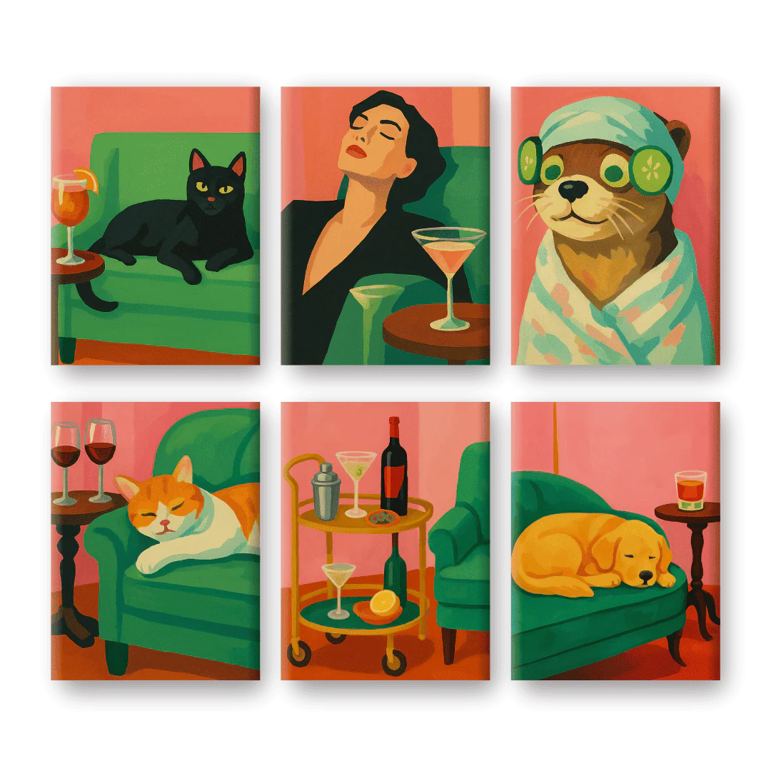 6 Mini Paintings - Cozy Vibes Set