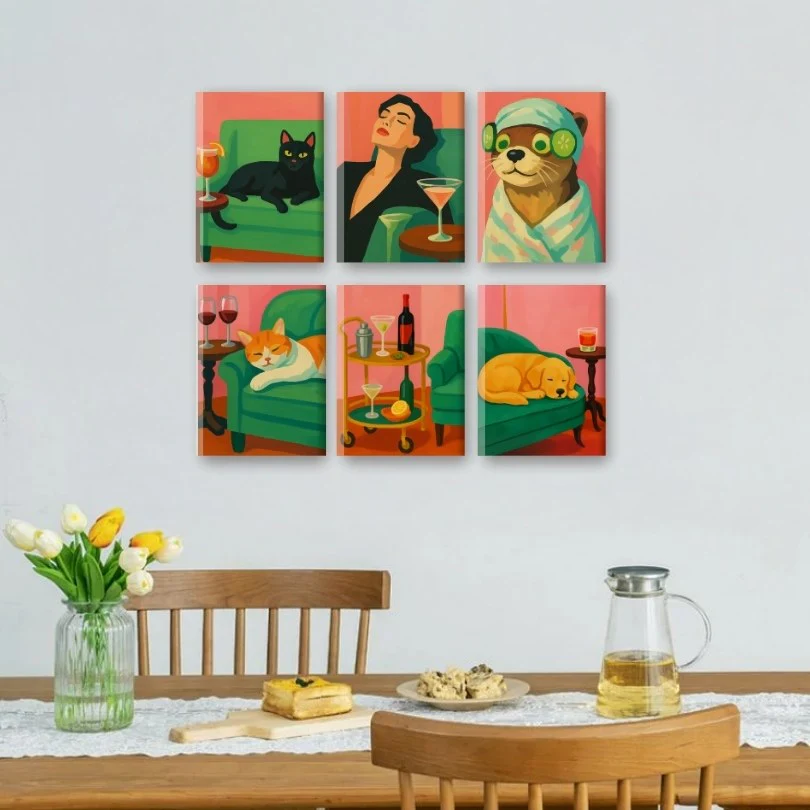 6 Mini Paintings - Cozy Vibes Set - Image 2