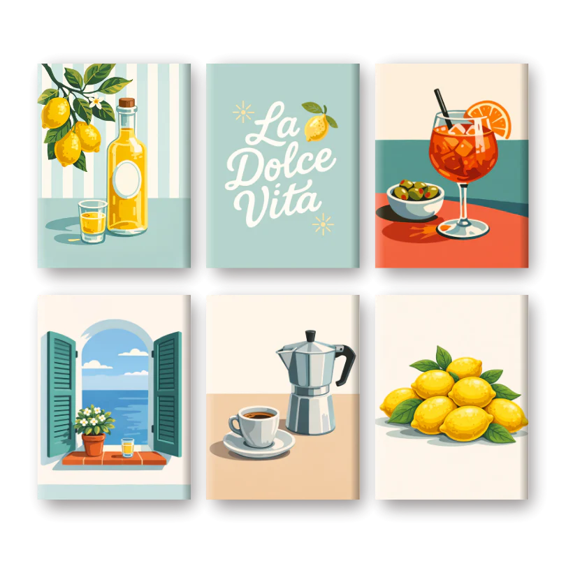 6 Mini Paintings - Dolce Vita Set