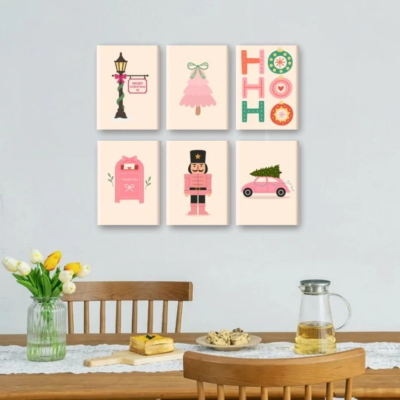 6 Mini Paintings - Festive Pink Set - Image 2