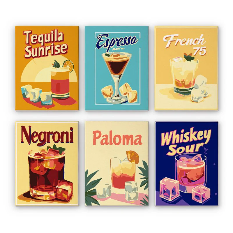 6 Mini Paintings - Gorgeous Cocktail Set