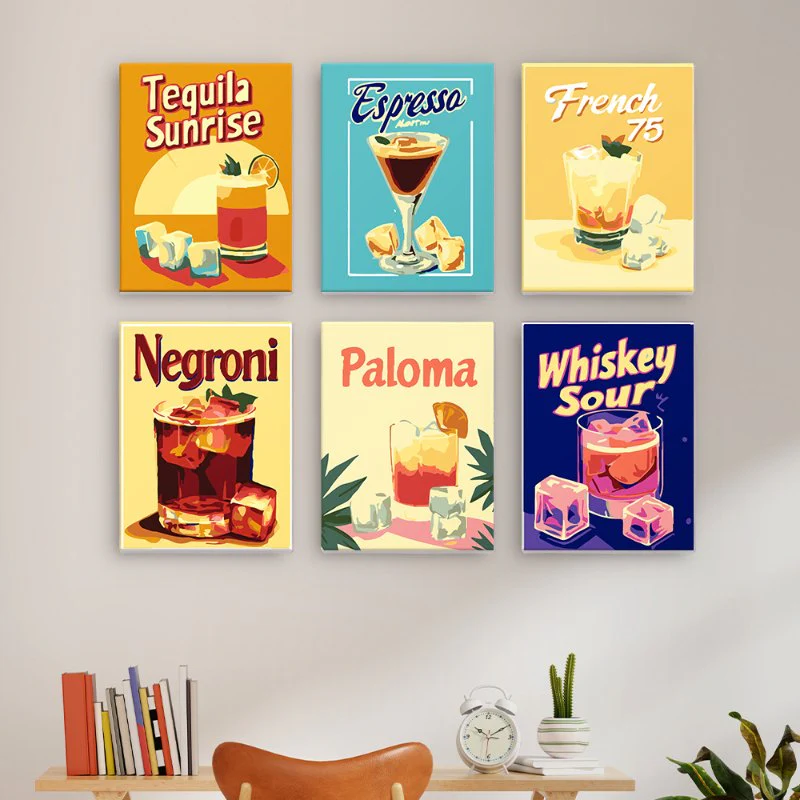 6 Mini Paintings - Gorgeous Cocktail Set - Image 2