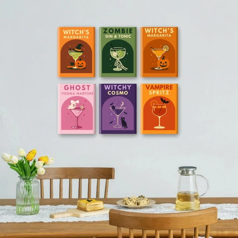 6 Mini Paintings - Halloween Cocktails Set - Image 2