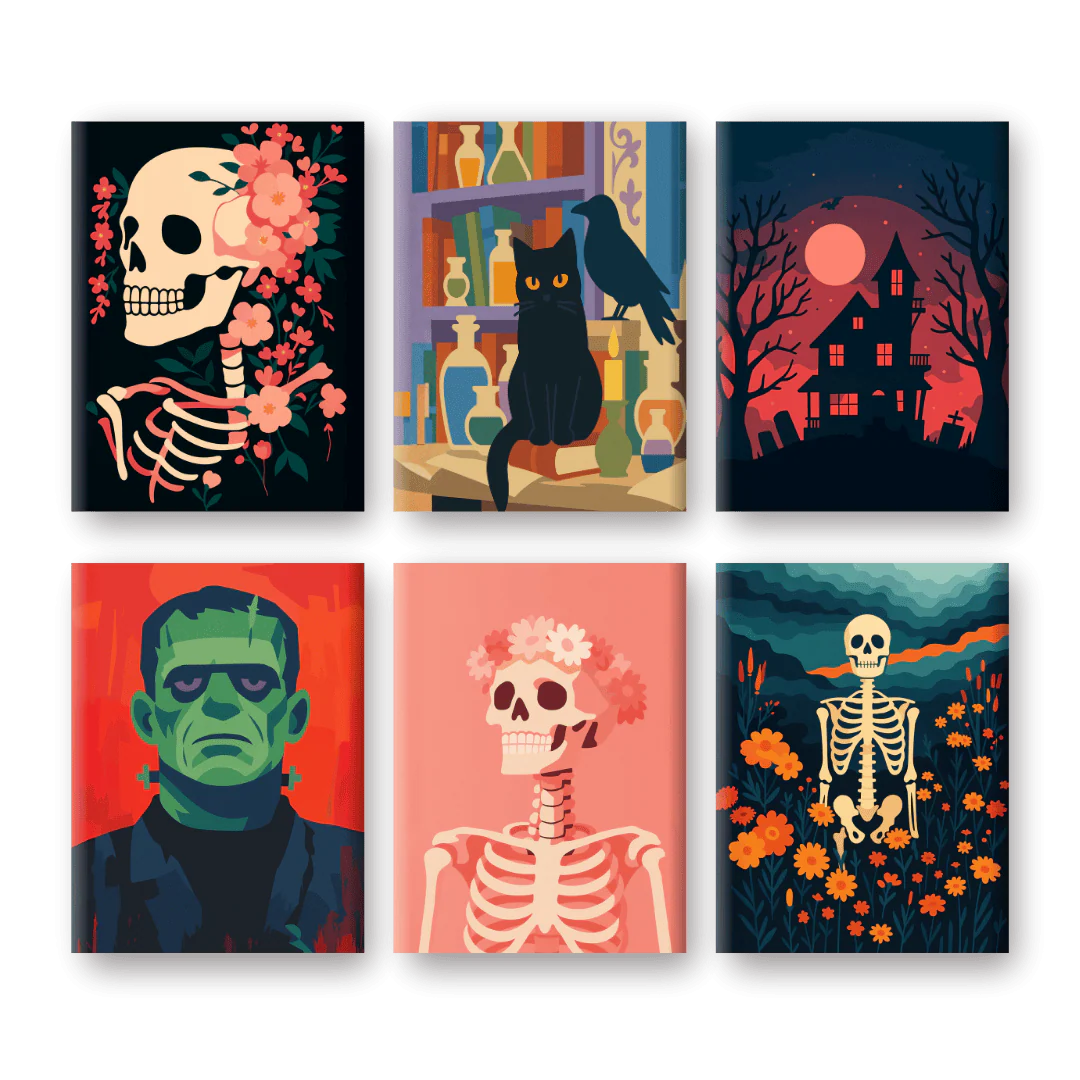 6 Mini Paintings - Halloween Night Set