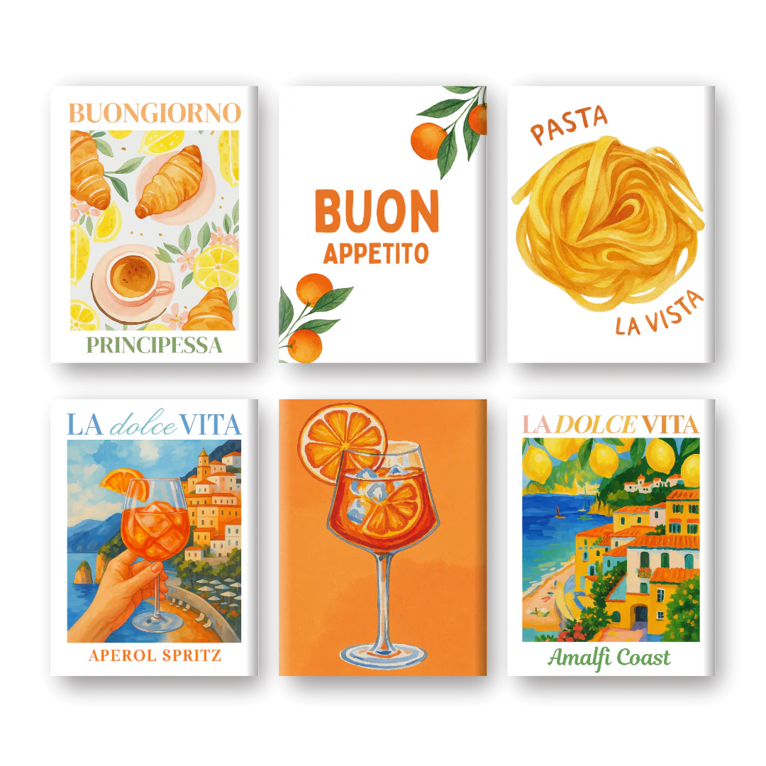 6 Mini Paintings - Italian Buon Appetito set