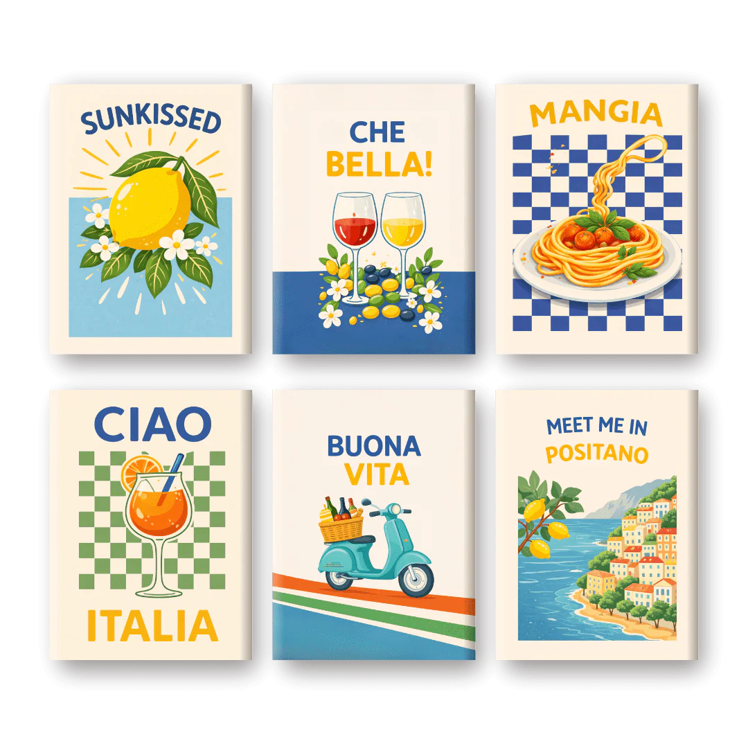 6 Mini Paintings - Italian Buona Vita Set