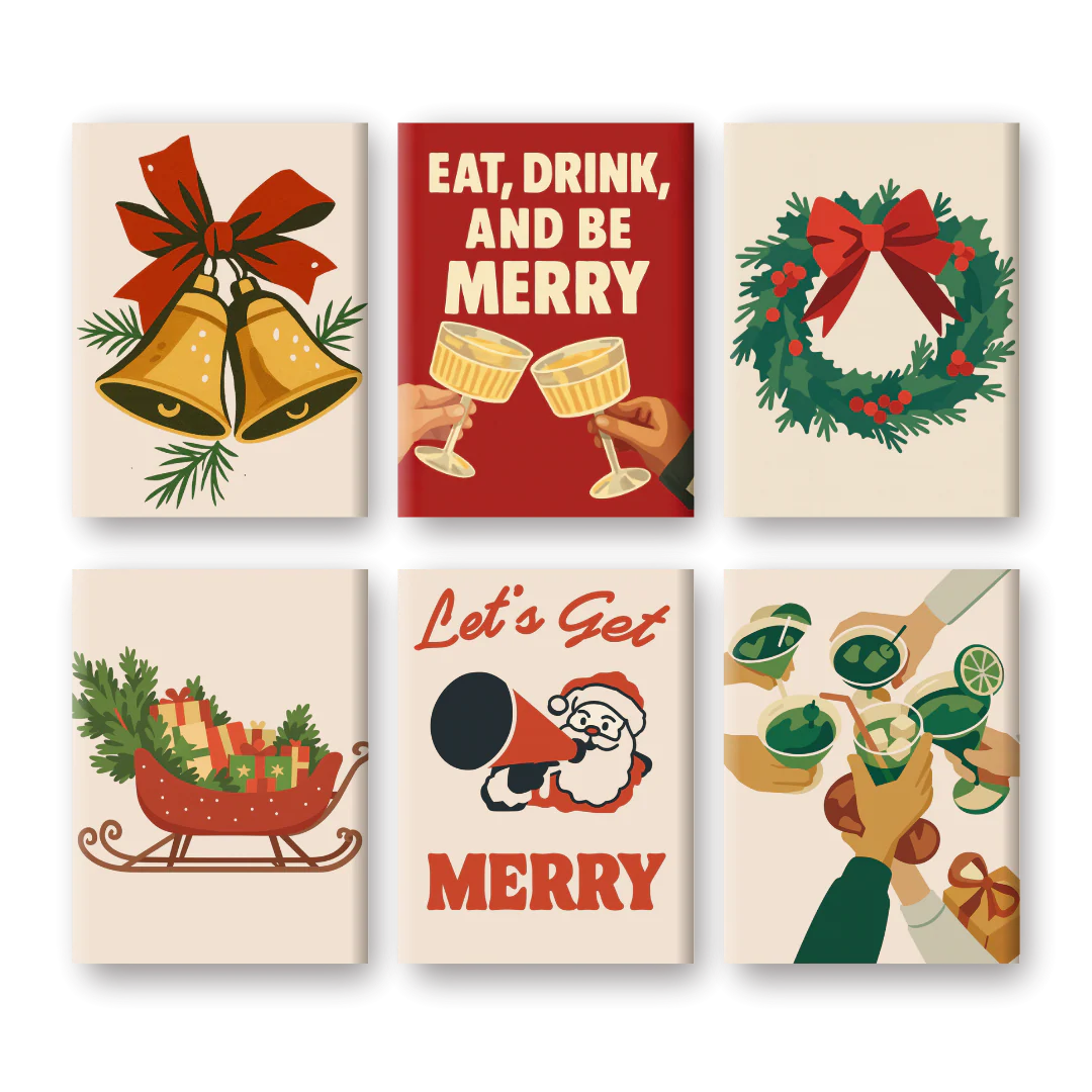 6 Mini Paintings - Merry Xmas Set
