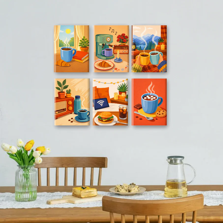 6 Mini Paintings - Morning Coffee Set - Image 2