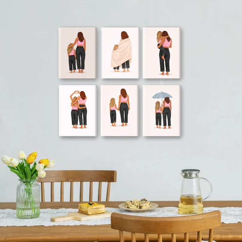 6 Mini Paintings - Mother & Daughter Love Set - Image 2