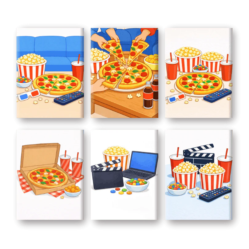 6 Mini Paintings - Movie Night Set