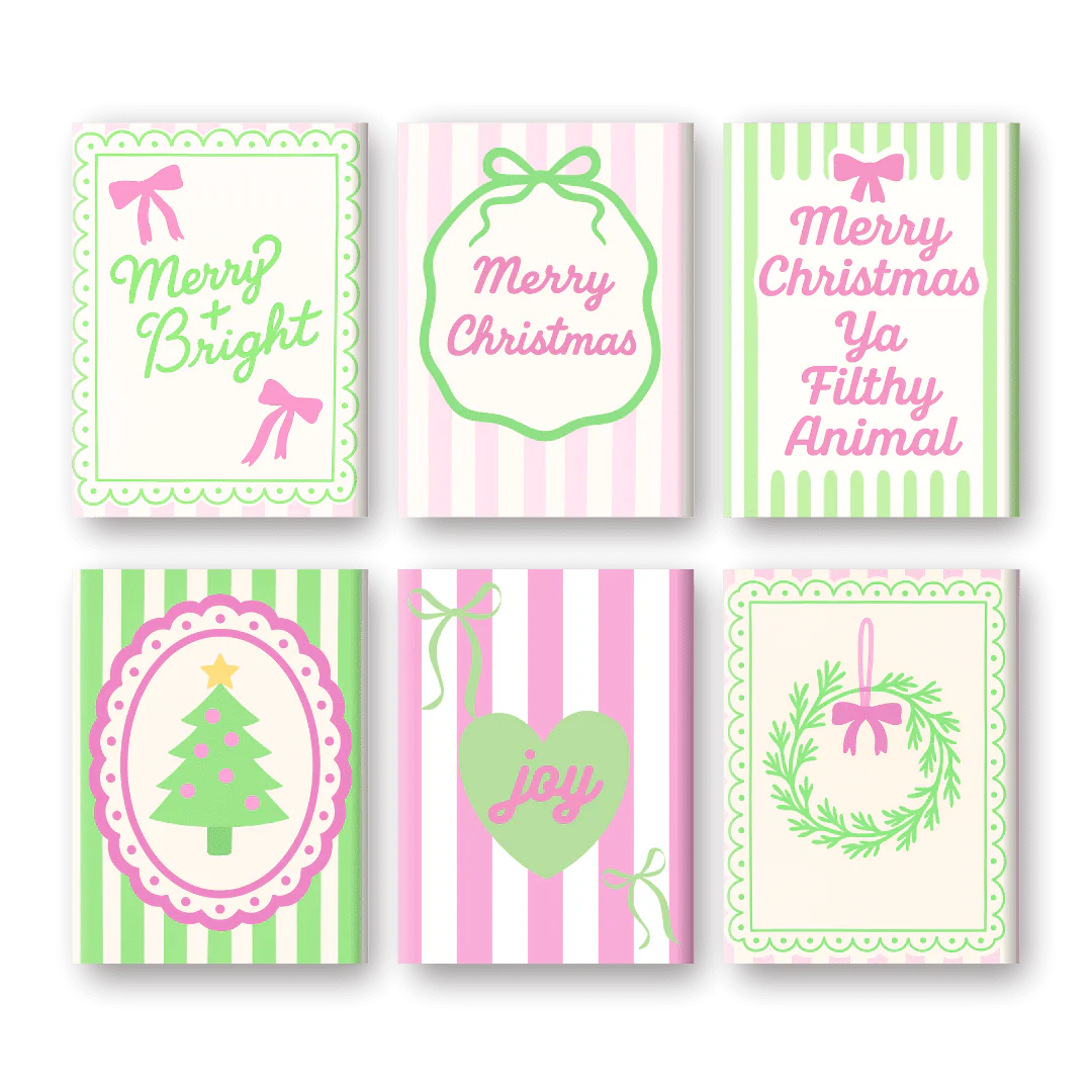 6 Mini Paintings | Pastel Christmas Stripes Set
