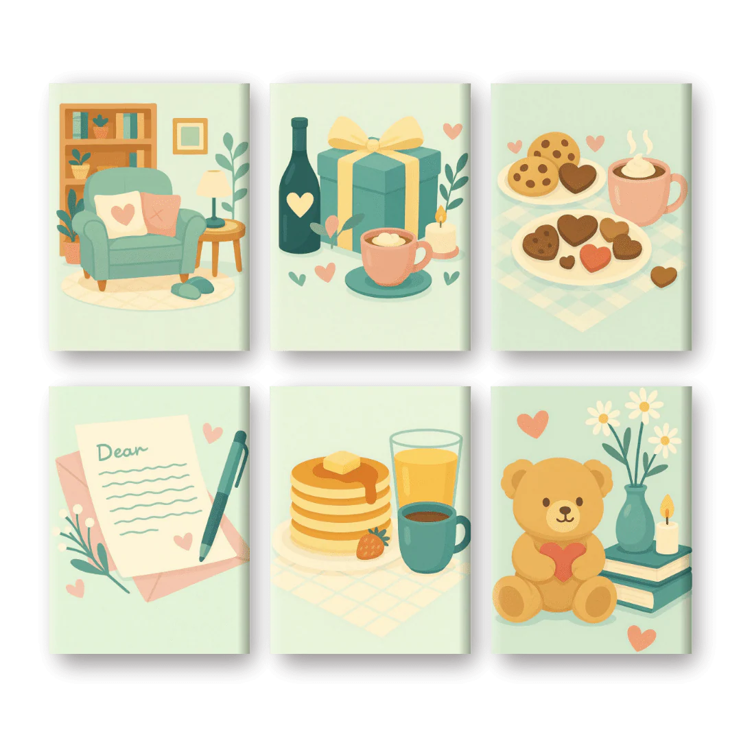 6 Mini Paintings - Pastel Valentine Set