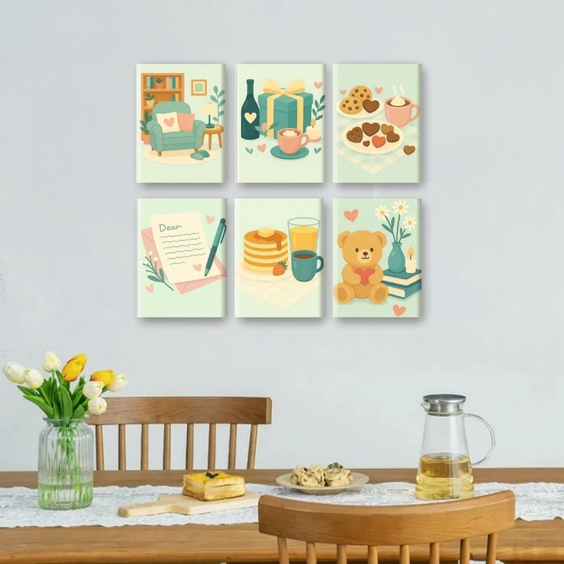 6 Mini Paintings - Pastel Valentine Set - Image 2