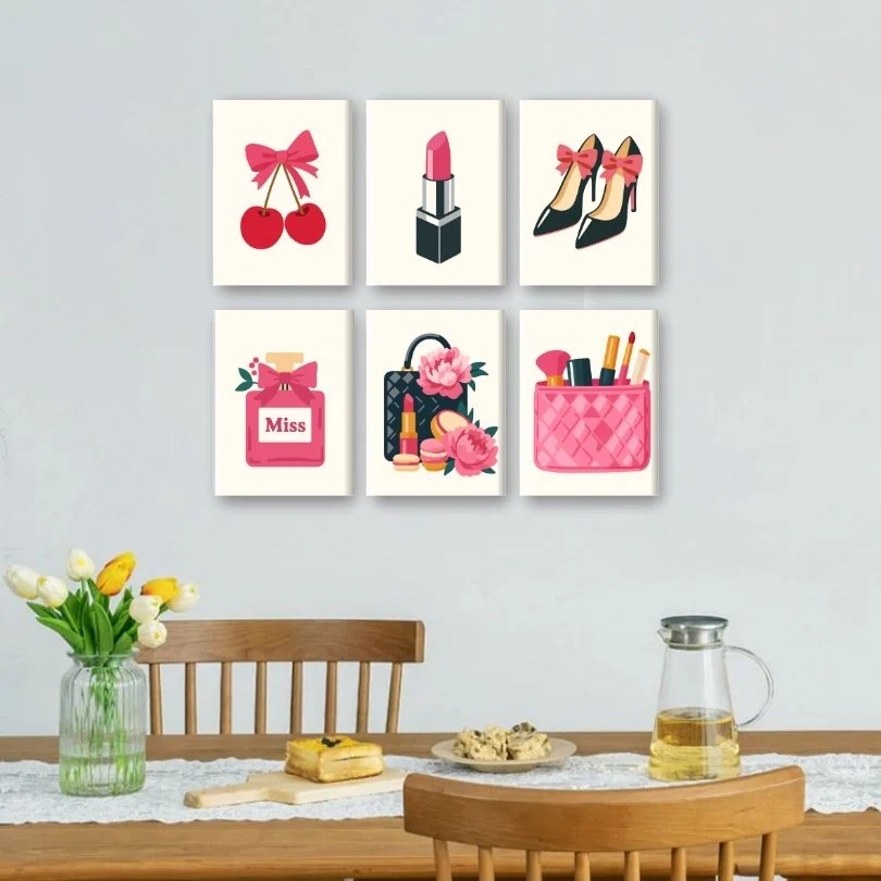6 Mini Paintings - Pink Accessories Set - Image 2