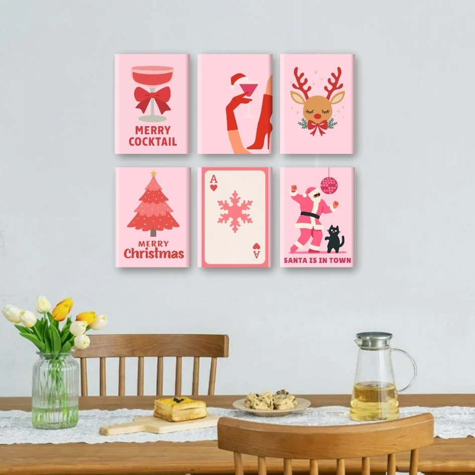 6 Mini Paintings - Pink Vibes Christmas Set - Image 2