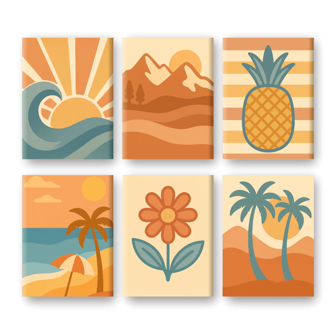 6 Mini Paintings - Retro Summer Set