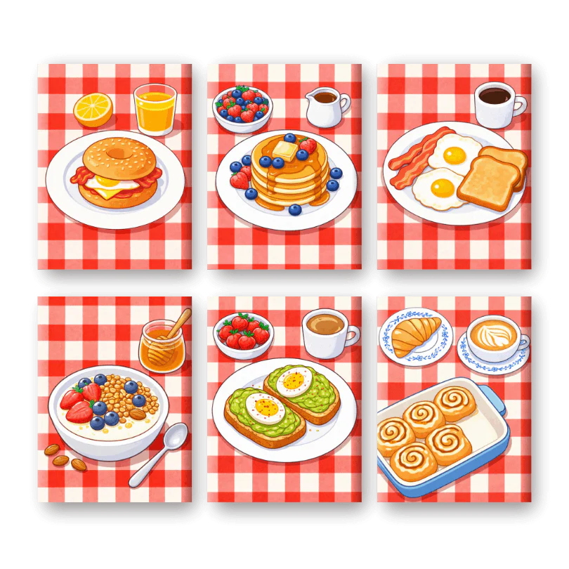 6 Mini Paintings - Salty & Sweet Breakfast Set