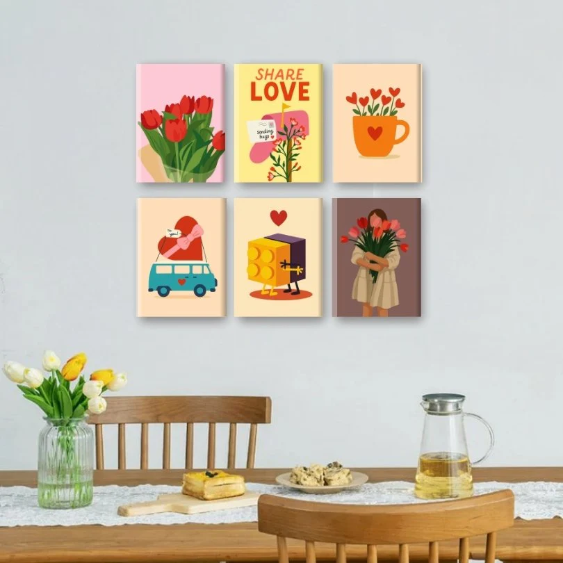 6 Mini Paintings - Share Love Set - Image 2