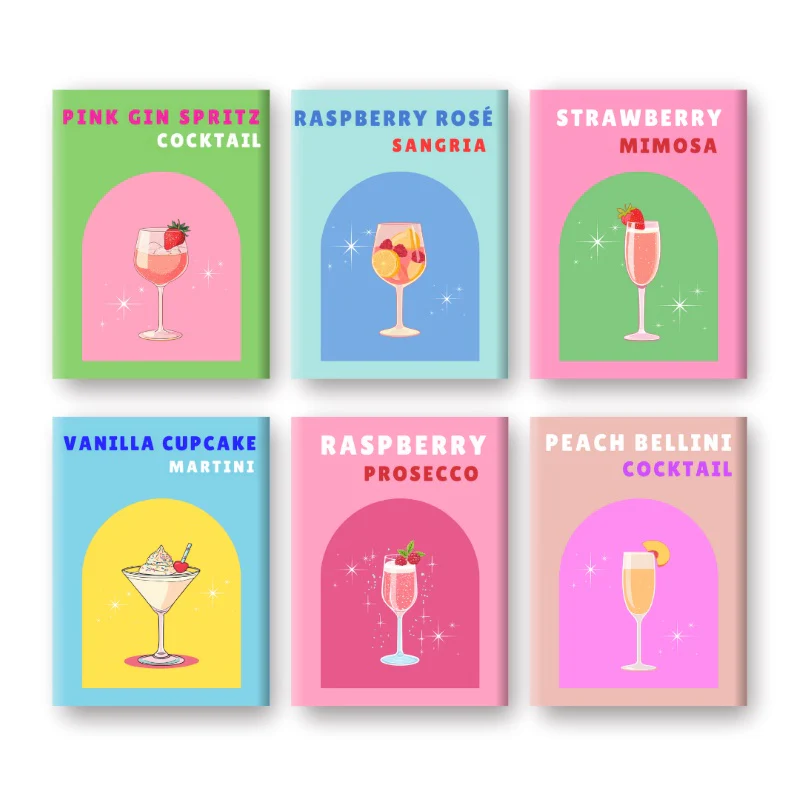 6 Mini Paintings - Sip & Sparkle Cocktail Set