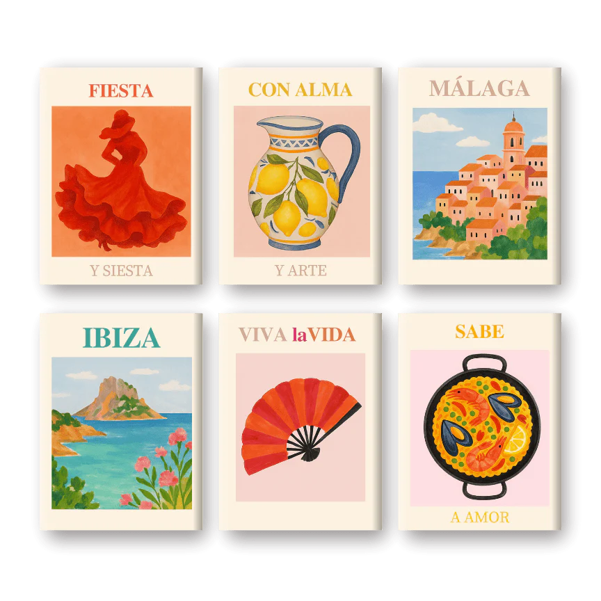 6 Mini Paintings - Spanish Summer Set