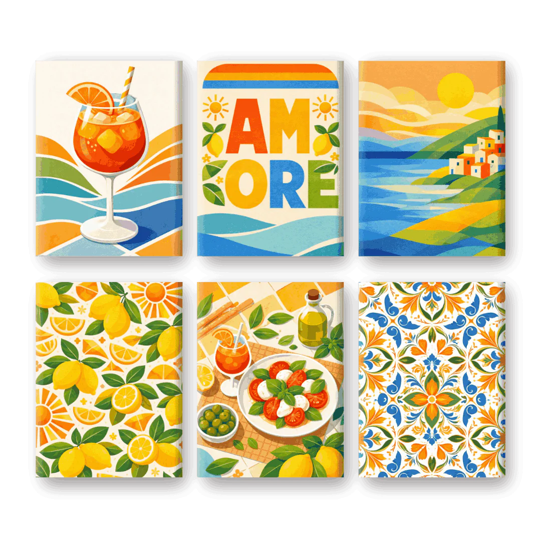 6 Mini Paintings - Sunny Italy Set