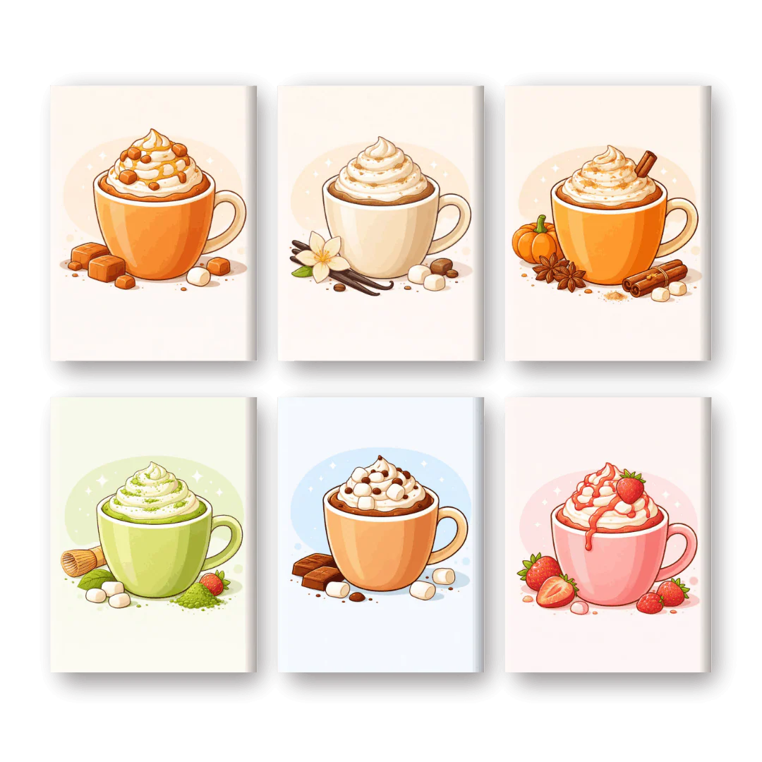 6 Mini Paintings - Sweet Latte Set