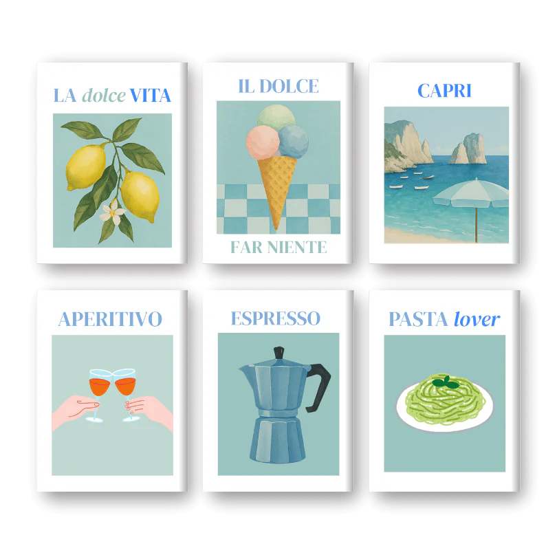 6 Mini Paintings - The Taste of Italy Set