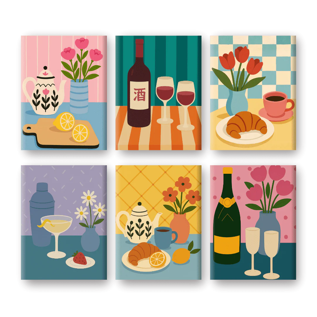 6 Mini Paintings - Vintage Kitchen Set