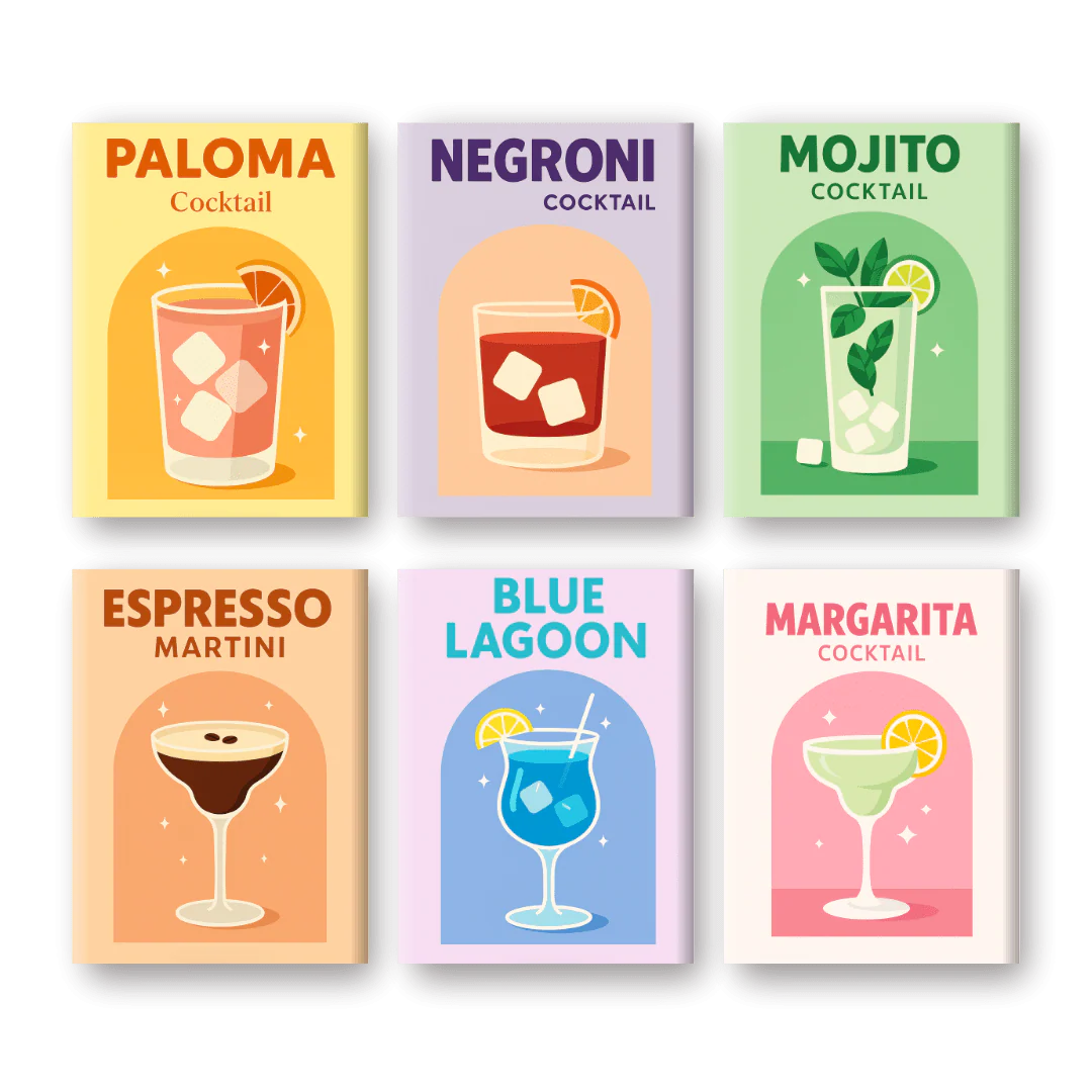 6 Mini Paintings - Vivid Cocktails Set