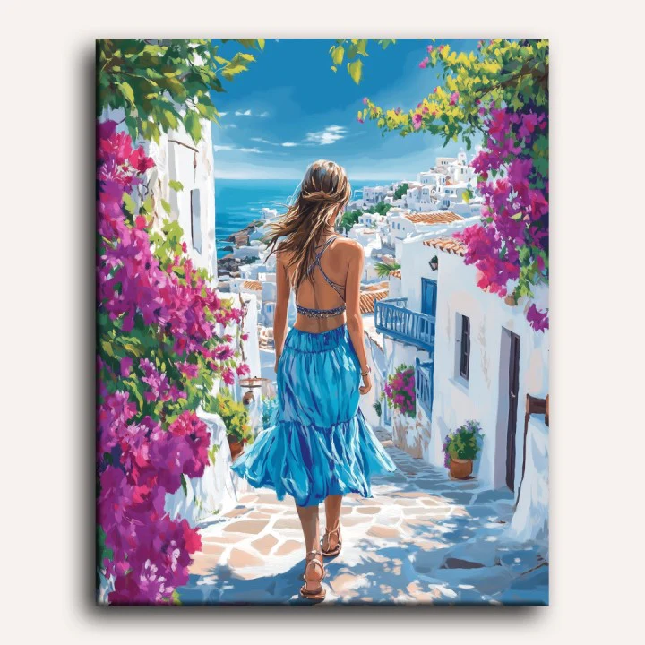 A Walk in Santorini | Paint by Number - Image 2