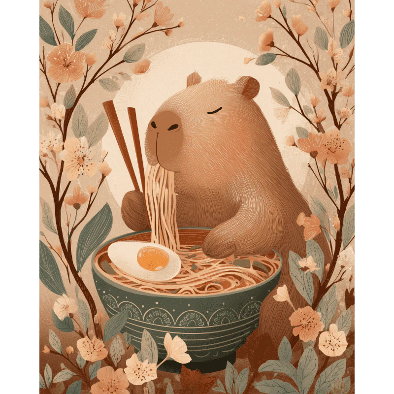 Capybara`s noodles | Paint by Number
