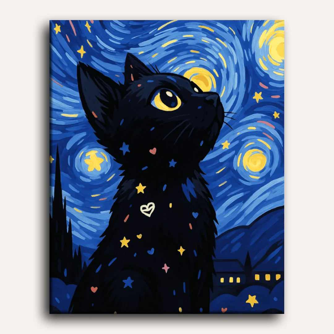 Cat at the Starry Night | Paint by Number - Image 2