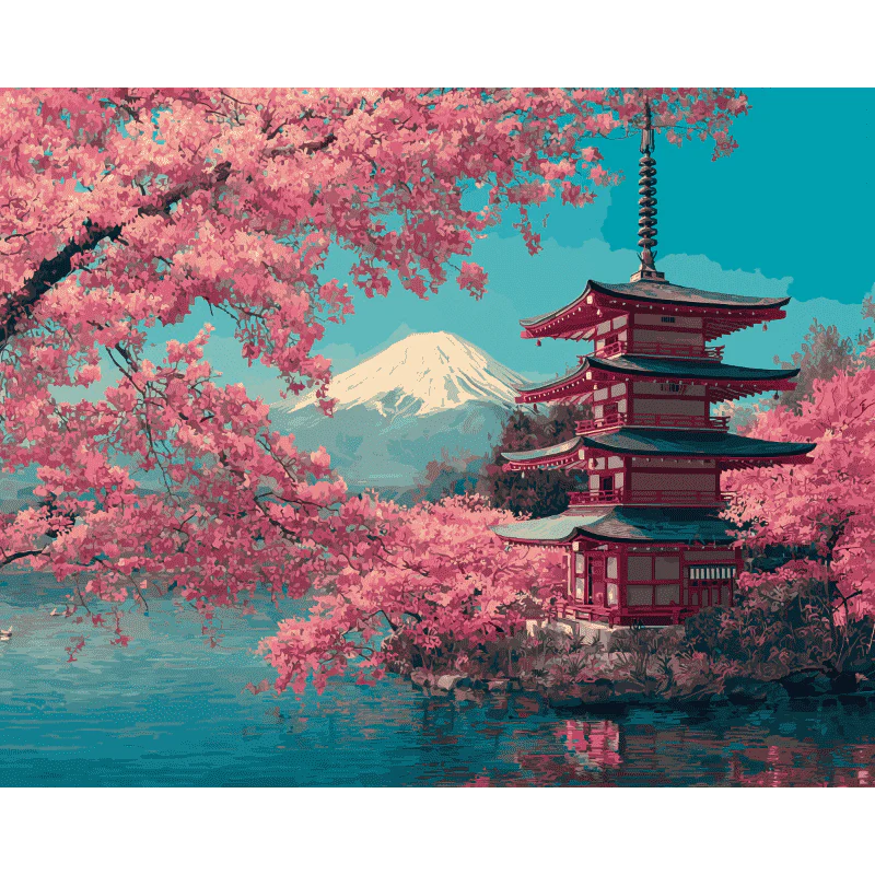 Fuji blossoms | Paint by Number