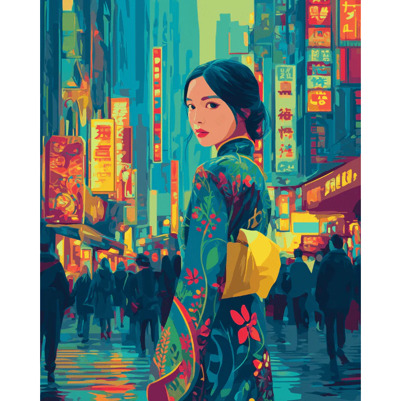 Geisha in Tokyo | Paint by Number