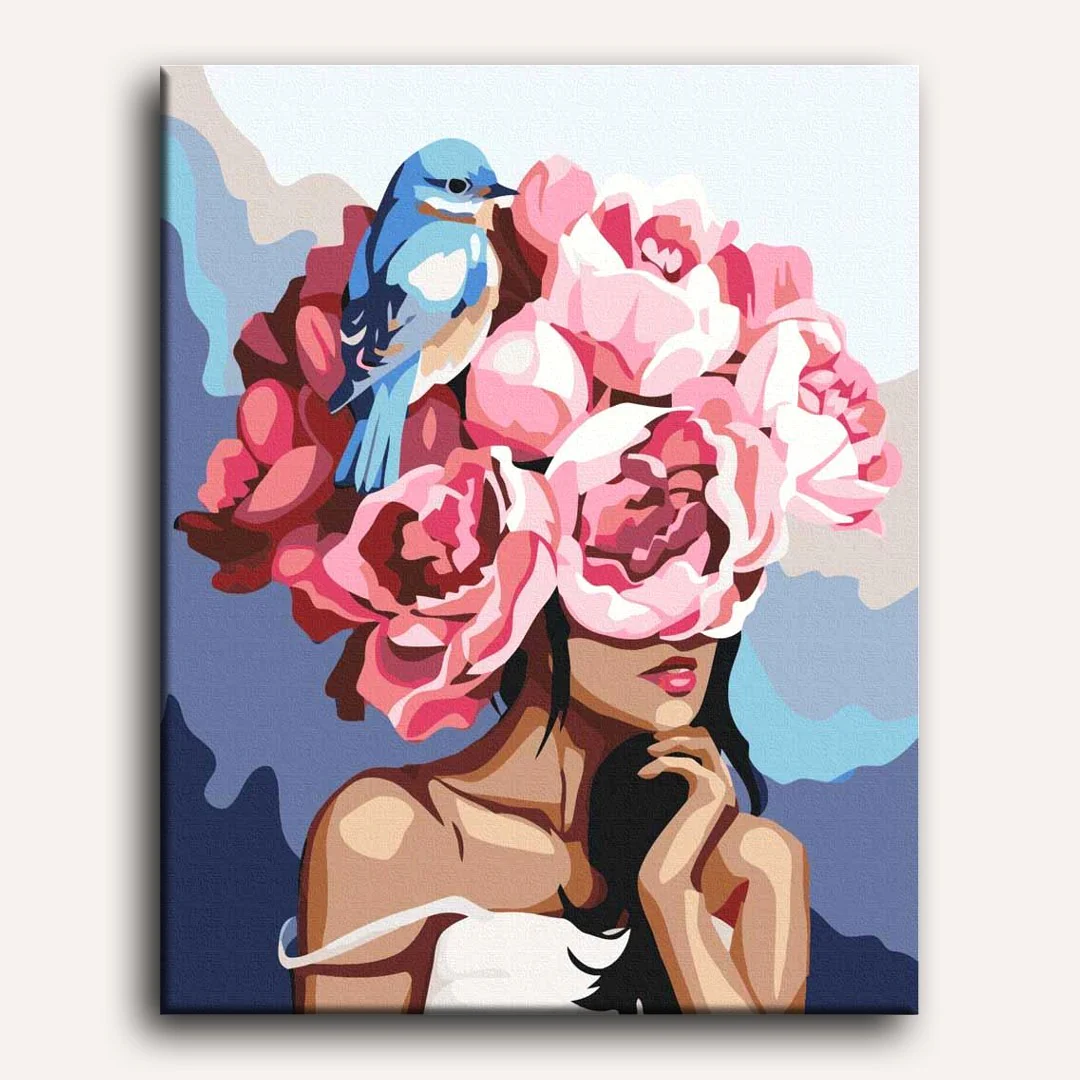 Girl with Flower Head | Paint by Numbers - Image 2