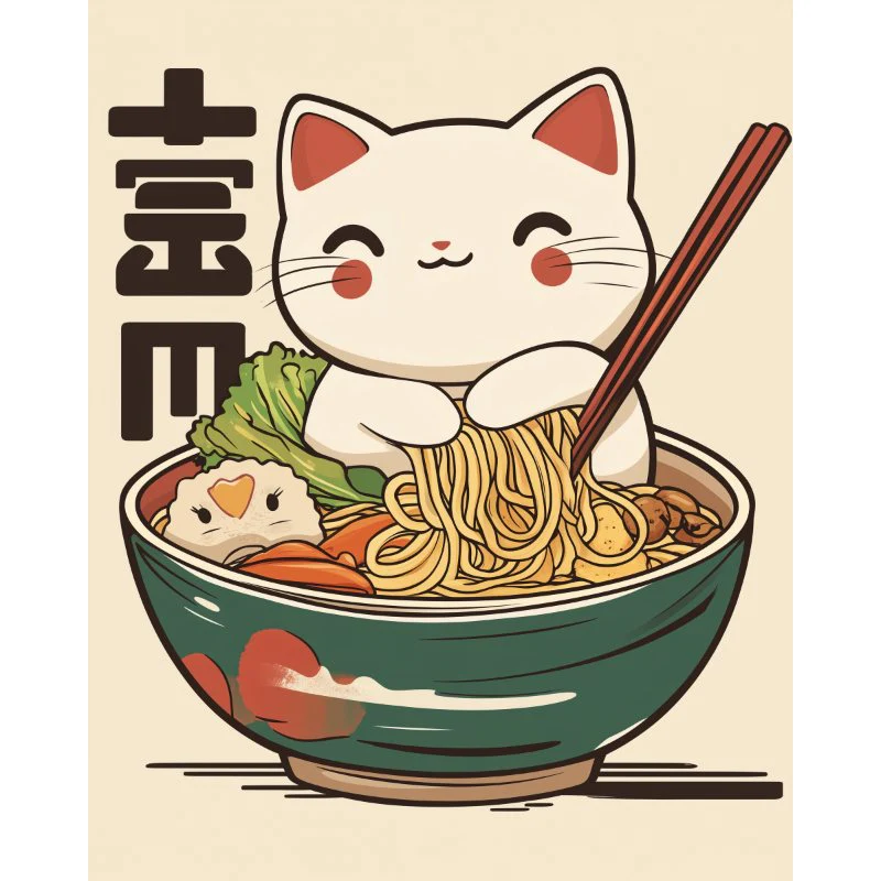 Happy Japanese cat | Paint by Numbers