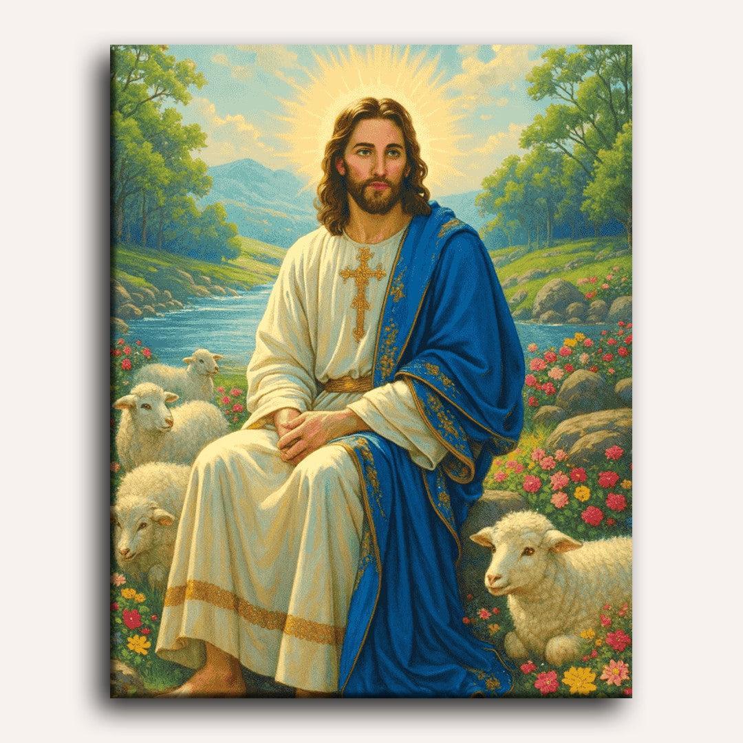 Jesus with lambs | Paint by Number - Image 2