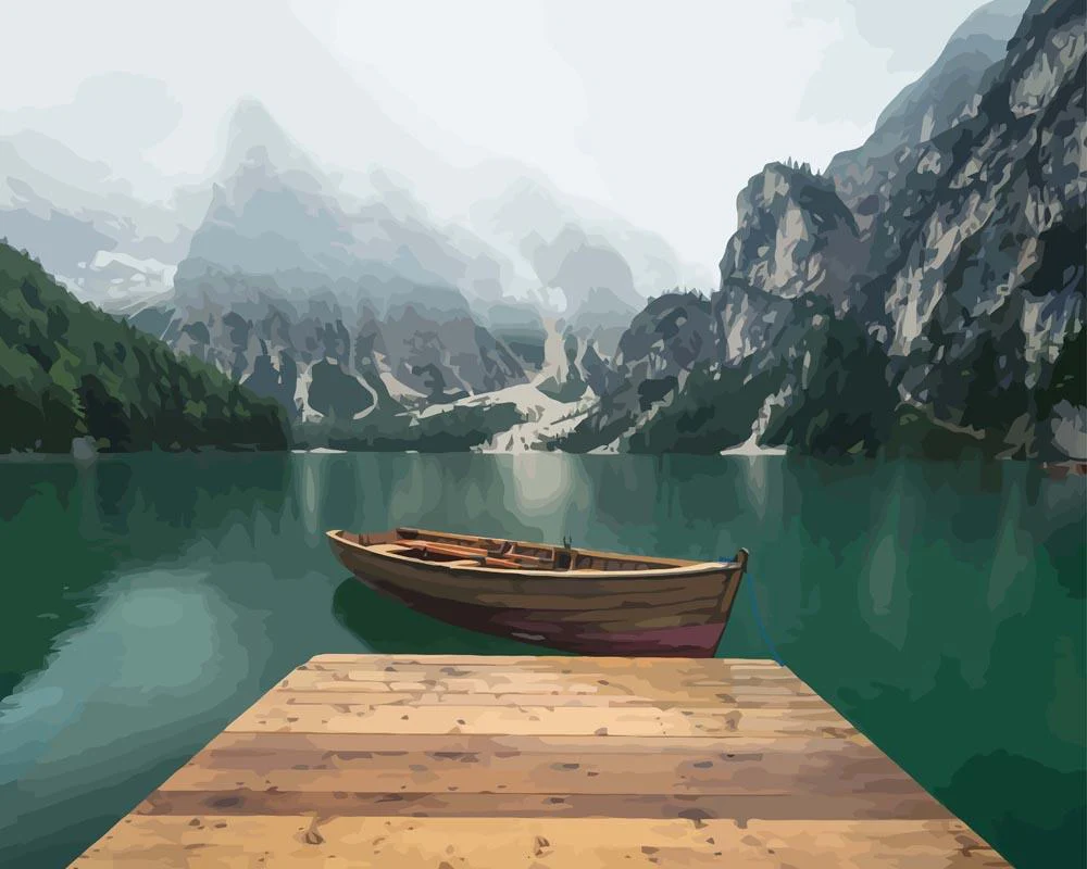 Mountains and Lakes in the Dolomites | Paint by Numbers