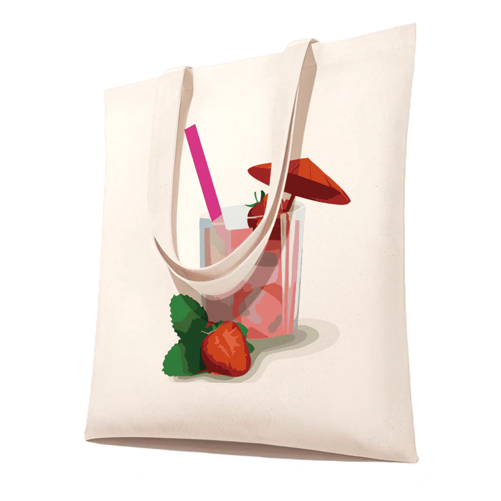 Paint by Numbers Totebag – Strawberry Daiquiri Cocktail