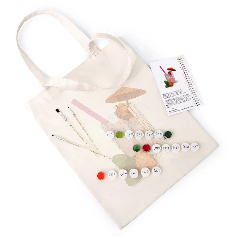Paint by Numbers Totebag – Strawberry Daiquiri Cocktail - Image 2