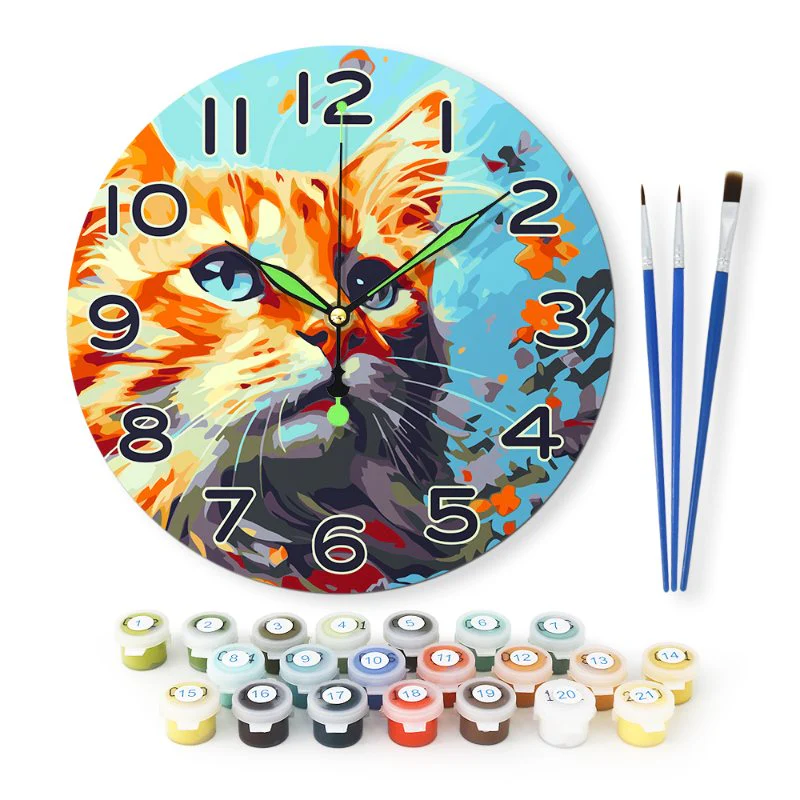 Painting by Numbers Clock – Beautiful Cat - Image 2