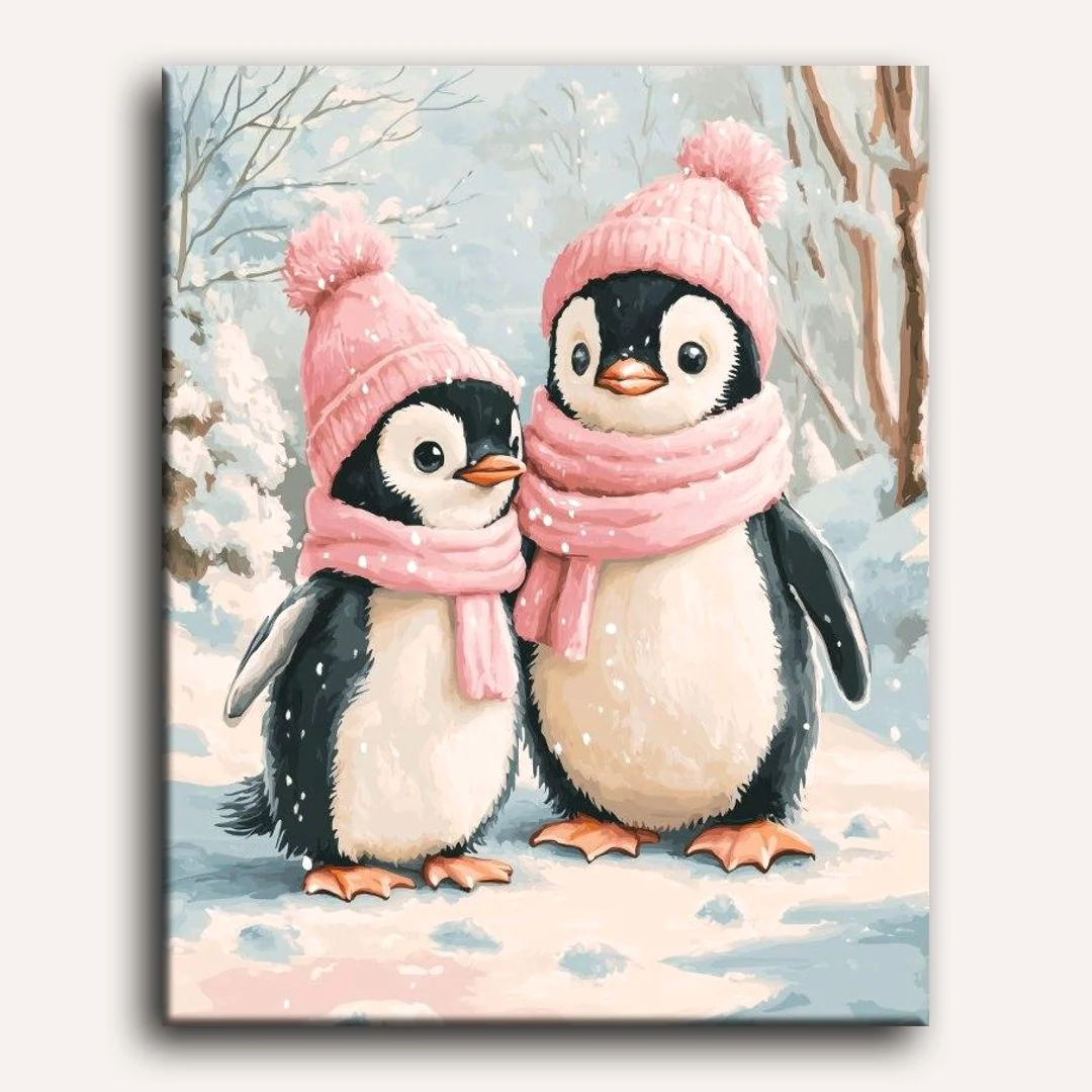 Penguins in the snow | Paint by Numbers - Image 2