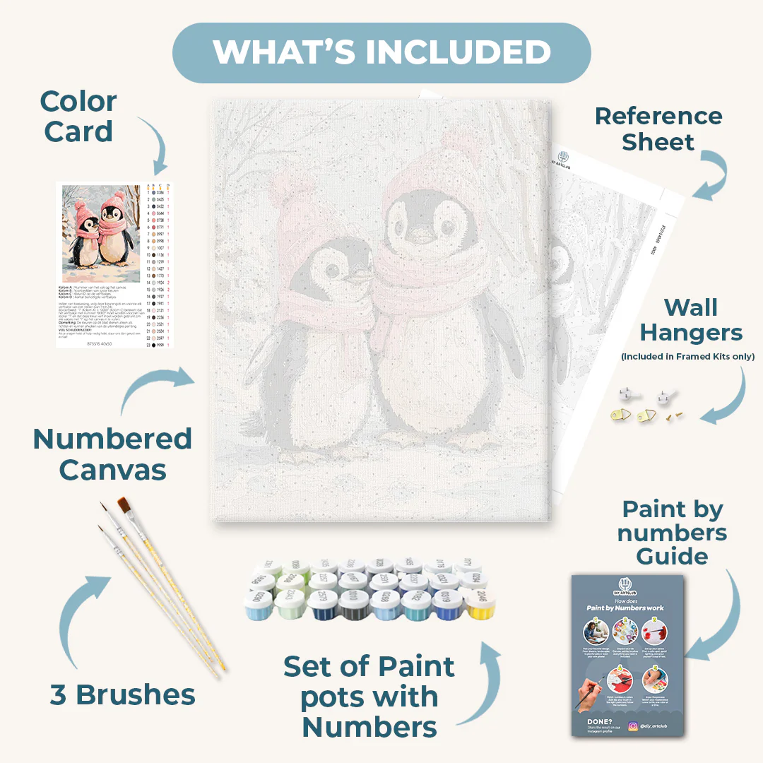 Penguins in the snow | Paint by Numbers - Image 3